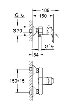 Grohe Mitigeur de douche BAUEDGE Eco click cartouche C2 - - 23560-000* Robinet De Douche