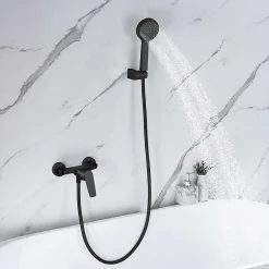 Poalgi Mitigeur de douche mécanique avec douchette SKY BATH noir mat série NATURE* Robinet De Douche