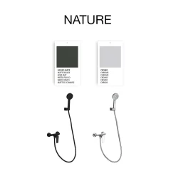 Poalgi Mitigeur de douche mécanique avec douchette SKY BATH noir mat série NATURE* Robinet De Douche