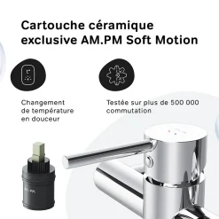 Am.Pm Europe Mitigeur de douche mécanique Robinet Salle de Bain Chromé, FPA20000 Spike AM.PM