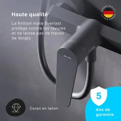 Am.Pm Europe Mitigeur de douche mécanique Robinet Salle de Bain Noir, FTA20022 Hit AM.PM