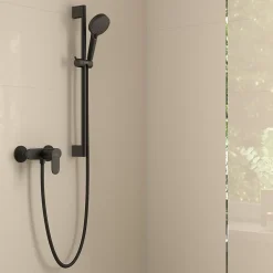 Hansgrohe Mitigeur de douche mécanique noir mat avec douchette, flexible et barre réglable, Vernis Blend* Colonne De Douche Mécanique