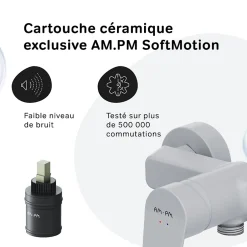 Am.Pm Europe Mitigeur de douche mécanique Robinet Salle de Bain Blanc, FTA20033 Hit AM.PM* Robinet De Douche