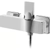 Sanindusa Mitigeur de douche mural design plat épuré Line 42 chromé livré avec raccords excentrés et rosaces de finition