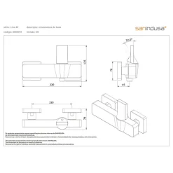 Sanindusa Mitigeur de douche mural design plat épuré Line 42 chromé livré avec raccords excentrés et rosaces de finition