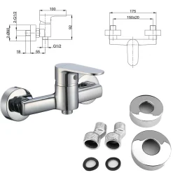 Saniverre Mitigeur de douche mural NERO chromé -