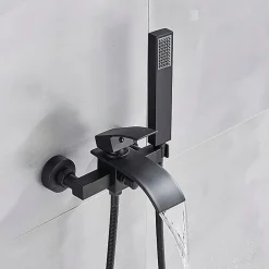 Mel deco Mitigeur de douche noir moderne en ABS avec douchette à main, bec en cascade - LEXUS