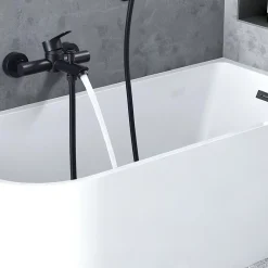 Homelody Mitigeur de Douche Robinet de Baignoire Mecanique Monocommande Double Sortie Mural Acier Inoxydable Noir Pour Baignoire* Robinet De Baignoire