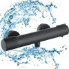 Homelody Mitigeur de douche thermostatique securite 38C temperature stable reglage debit separe mural en laiton noir pour douche