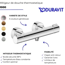 Duravit Mitigeur de douche thermostatique 1000 doré poli