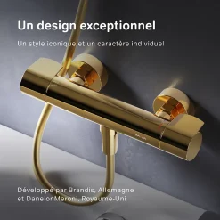 Am.Pm Europe Mitigeur de douche thermostatique Robinet salle de bain, Doré FXA40099 X-Joy AM.PM