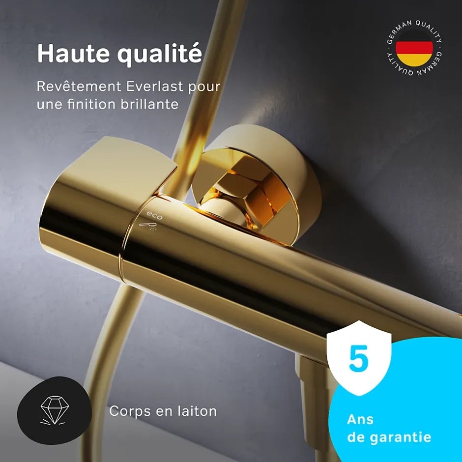 Am.Pm Europe Mitigeur de douche thermostatique Robinet salle de bain, Doré FXA40099 X-Joy AM.PM