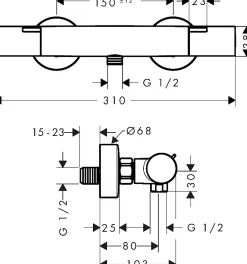 Hansgrohe Mitigeur de douche thermostatique chromé Thermo Ecostat Life