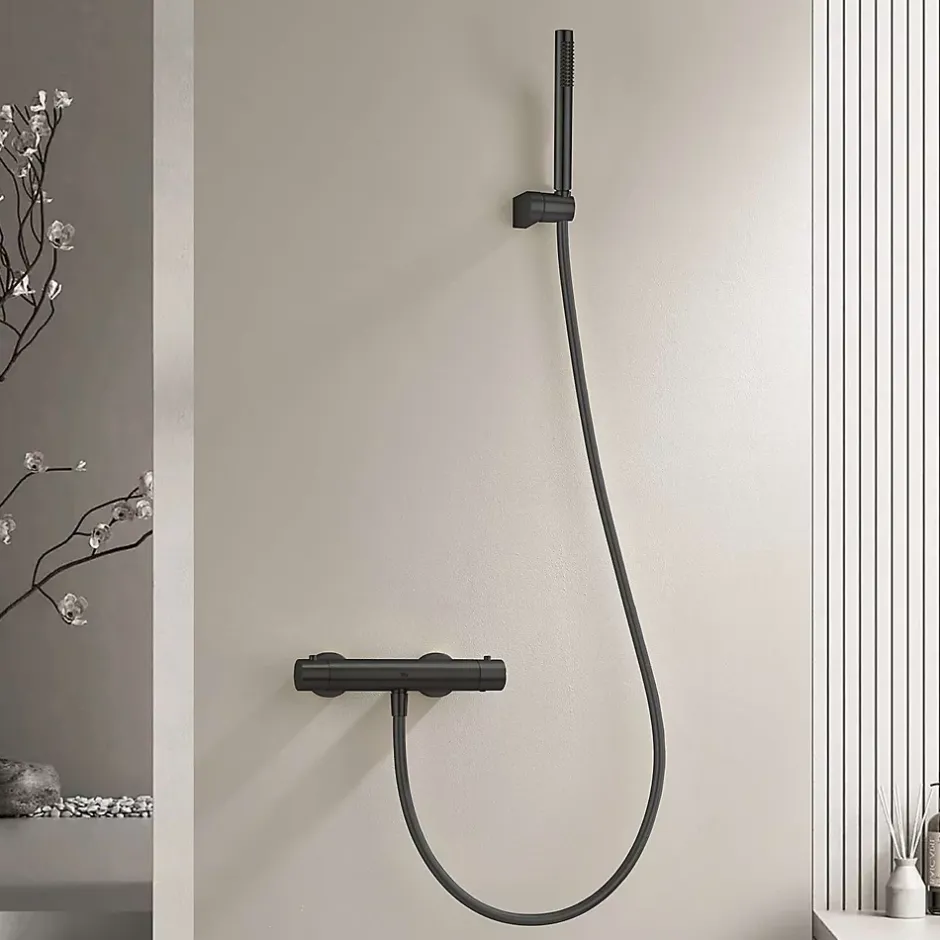 Poalgi Mitigeur de douche thermostatique avec douchette SKY BATH noir mat Inox S304 série SUPREME