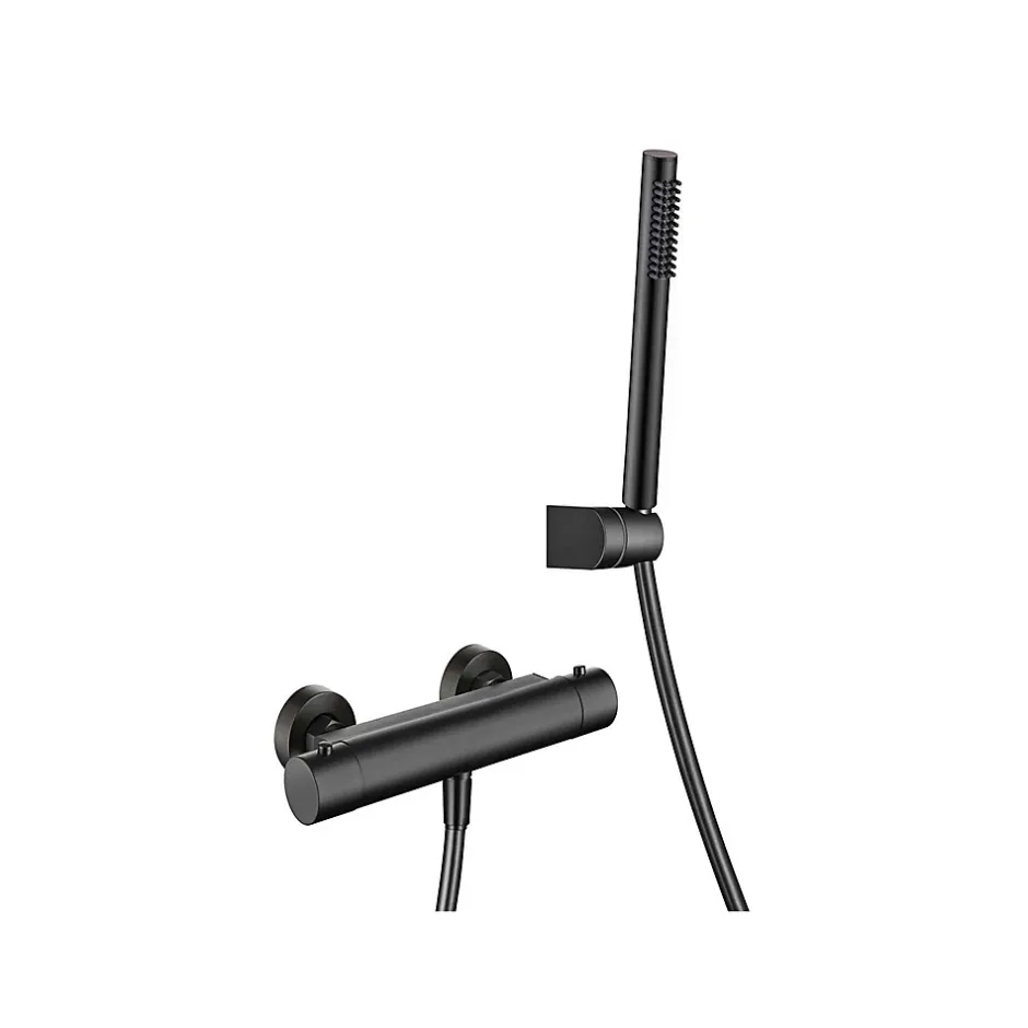Poalgi Mitigeur de douche thermostatique avec douchette SKY BATH noir mat Inox S304 série SUPREME