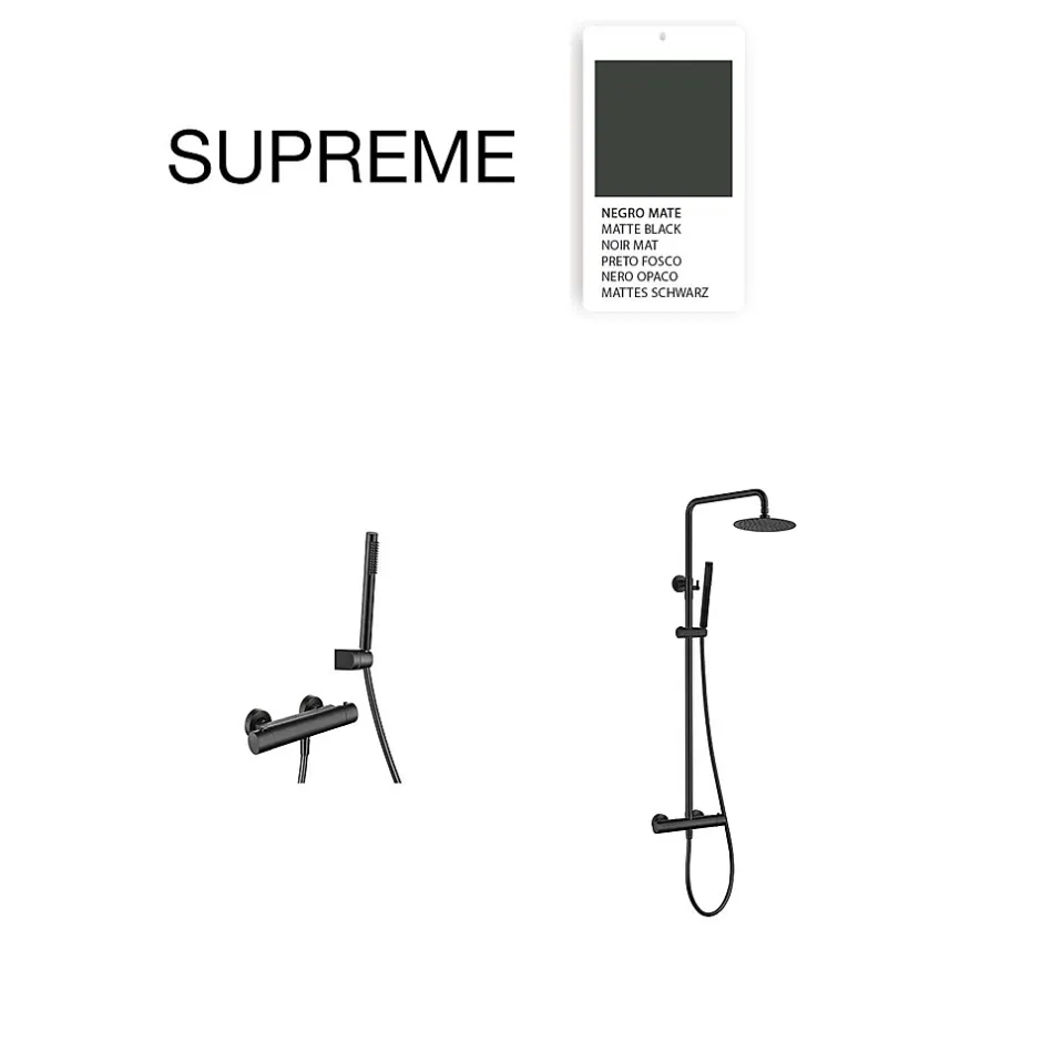 Poalgi Mitigeur de douche thermostatique avec douchette SKY BATH noir mat Inox S304 série SUPREME