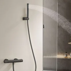 Poalgi Mitigeur de douche thermostatique avec douchette SKY BATH noir mat Inox S304 série SUPREME
