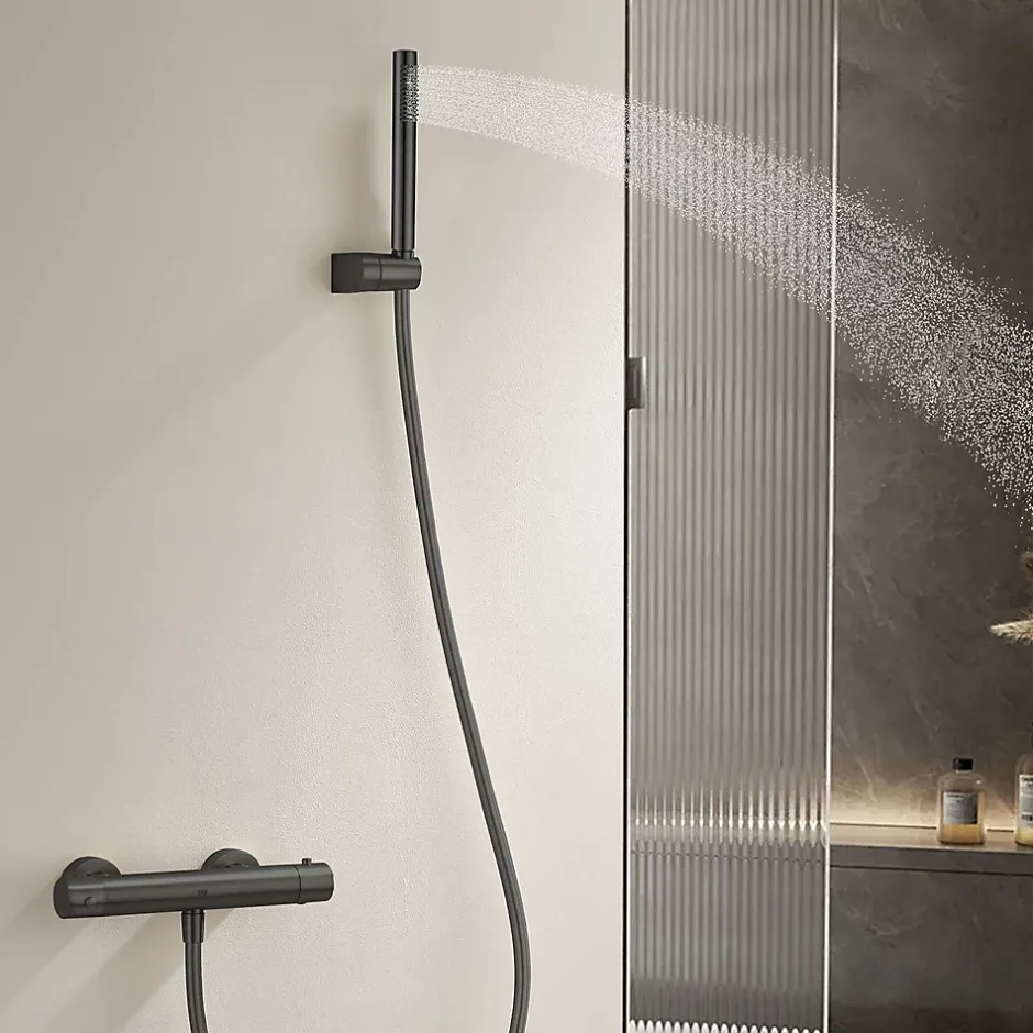 Poalgi Mitigeur de douche thermostatique avec douchette SKY BATH noir mat Inox S304 série SUPREME