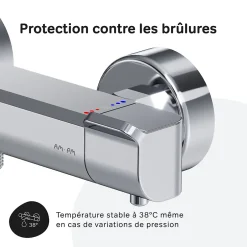 Am.Pm Europe Mitigeur de douche thermostatique Robinet salle de bain, Chromé FNA40000 Flash AM.PM