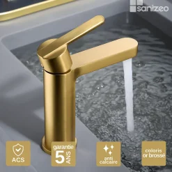 Imex Mitigeur de Lavabo Anti-Calcaire Bec Bas Or Brossé ROMA BDR001-1OC