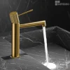 Imex Mitigeur de Lavabo Anti-Calcaire Bec Bas Or Brossé LINE BDD038-1OC