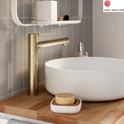 GoodHome Mitigeur de lavabo avec mousseur orientable, taille XL, doré, H.25,7 cm, Maza* Robinet Lavabo Et Vasque