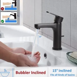 Cecipa Max Mitigeur de lavabo avec Tirette de Vidage, Bonde Incluse, Auralum Max Robinet Salle de Bain Noir Robinetterie en Laiton* Robinet Lavabo Et Vasque
