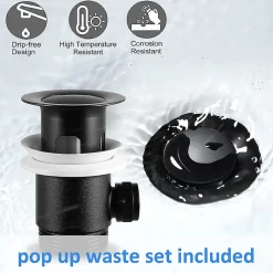 Cecipa Max Mitigeur de lavabo avec Tirette de Vidage, Bonde Incluse, Auralum Max Robinet Salle de Bain Noir Robinetterie en Laiton* Robinet Lavabo Et Vasque