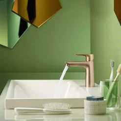 Hansgrohe Mitigeur de lavabo avec tirette et vidage bronze brossé, Talis E 110 EcoSmart* Robinet Lavabo Et Vasque