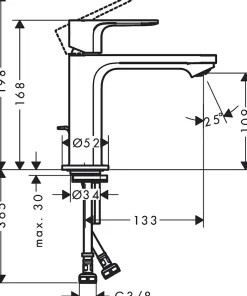 Hansgrohe Mitigeur de lavabo avec tirette et vidage chromé, Rebris E 110 CoolStart