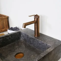 Essebagno Mitigeur de lavabo bas cuivre brossé Molette