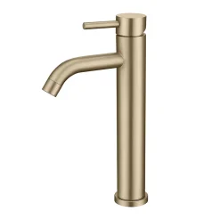 Poalgi Mitigeur de lavabo bec haut SKY BATH or brossé PVD Inox S304 série Rock* Robinet Lavabo Et Vasque