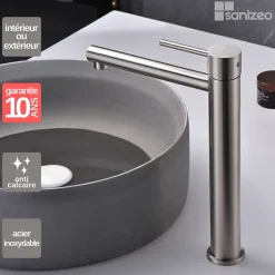 Imex Mitigeur de Lavabo Bec Haut en Acier Inoxydable Intérieur / Extérieur MOSCU BDK034-3