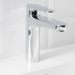 GoodHome Mitigeur de lavabo chromé Cavally L* Robinet Lavabo Et Vasque