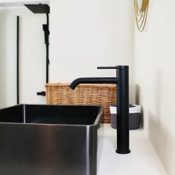 Essebagno Mitigeur de lavabo H.27,6 cm, noir, Lollipop* Robinet Lavabo Et Vasque