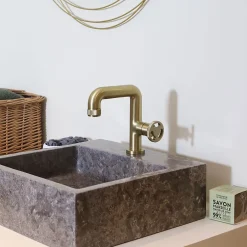 Essebagno Mitigeur de lavabo H.18 cm,doré Factory* Robinet Lavabo Et Vasque