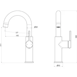 Essebagno Mitigeur de lavabo haut chrome Reflet