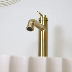 Essebagno Mitigeur de lavabo haut Or brossé Art Deco