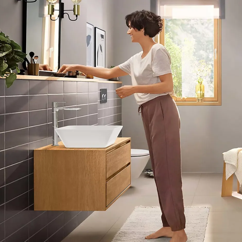Hansgrohe Mitigeur de lavabo pour vasque à poser avec tirette et vidage chromé, Rebris E 240 CoolStart* Robinet Lavabo Et Vasque