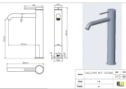 Essebagno Mitigeur de lavabo XL H.27,6 cm, cuivre, Lollipop* Robinet Lavabo Et Vasque