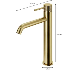 GoodHome Mitigeur de lavabo XL H.25,6 cm, doré satin, Owens