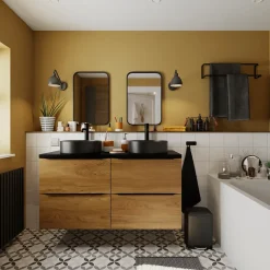 GoodHome Mitigeur de lavabo XL H.25,6 cm, noir mat, Owens
