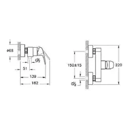 Vitra Mitigeur douche avec cartouche 1 2 C2 ÉCO A42930EKF