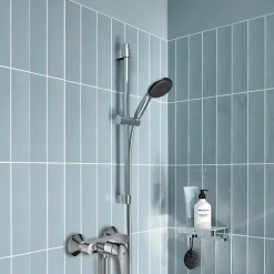 Grohe Mitigeur douche mécanique Swift 2023 + Ensemble de douche 2 jets avec barre + Tablette de douche d'angle