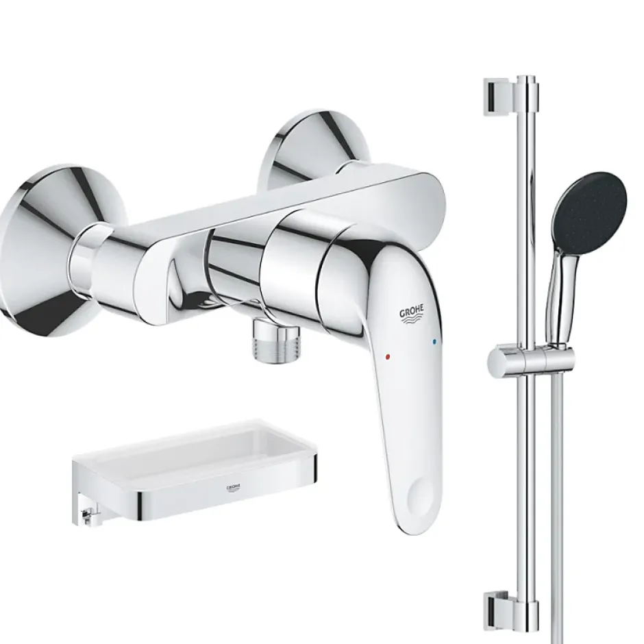 Grohe Mitigeur douche mécanique Swift 2023 + Ensemble de douche 2 jets avec barre + Panier douche* Colonne De Douche Mécanique
