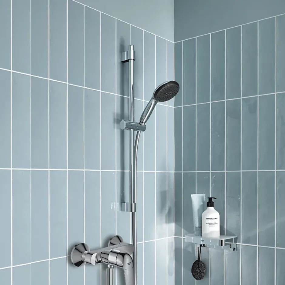 Grohe Mitigeur douche mécanique Swift 2023 + Ensemble de douche 2 jets avec barre + Panier douche* Colonne De Douche Mécanique