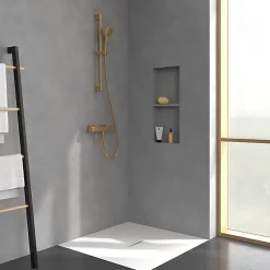 Villeroy & Boch Mitigeur douche thermostatique VILLEROY ET BOCH Universal rectangle + Ensemble de douche Verve Showers 3 jets Or brossé* Colonne De Douche Thermostatique