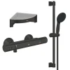 Grohe Mitigeur douche thermostatique Precision Start + Ensemble de douche avec barre 2 jets + Tablette de douche d'angle* Colonne De Douche Thermostatique