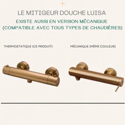 Essebagno Mitigeur douche thermostatique cuivre brossé Luisa* Robinet De Douche