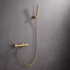Imex Products Mitigeur douche thermostatique or brosse en laiton avec support ABS et flexible PVC